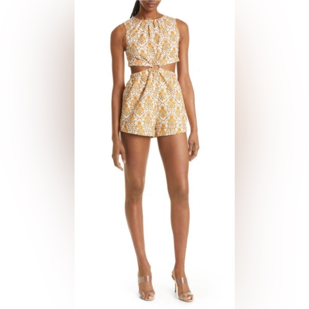 Cami NYC — Cori Romper Floral Mosaic — Size, L — Color, Orange — Like New